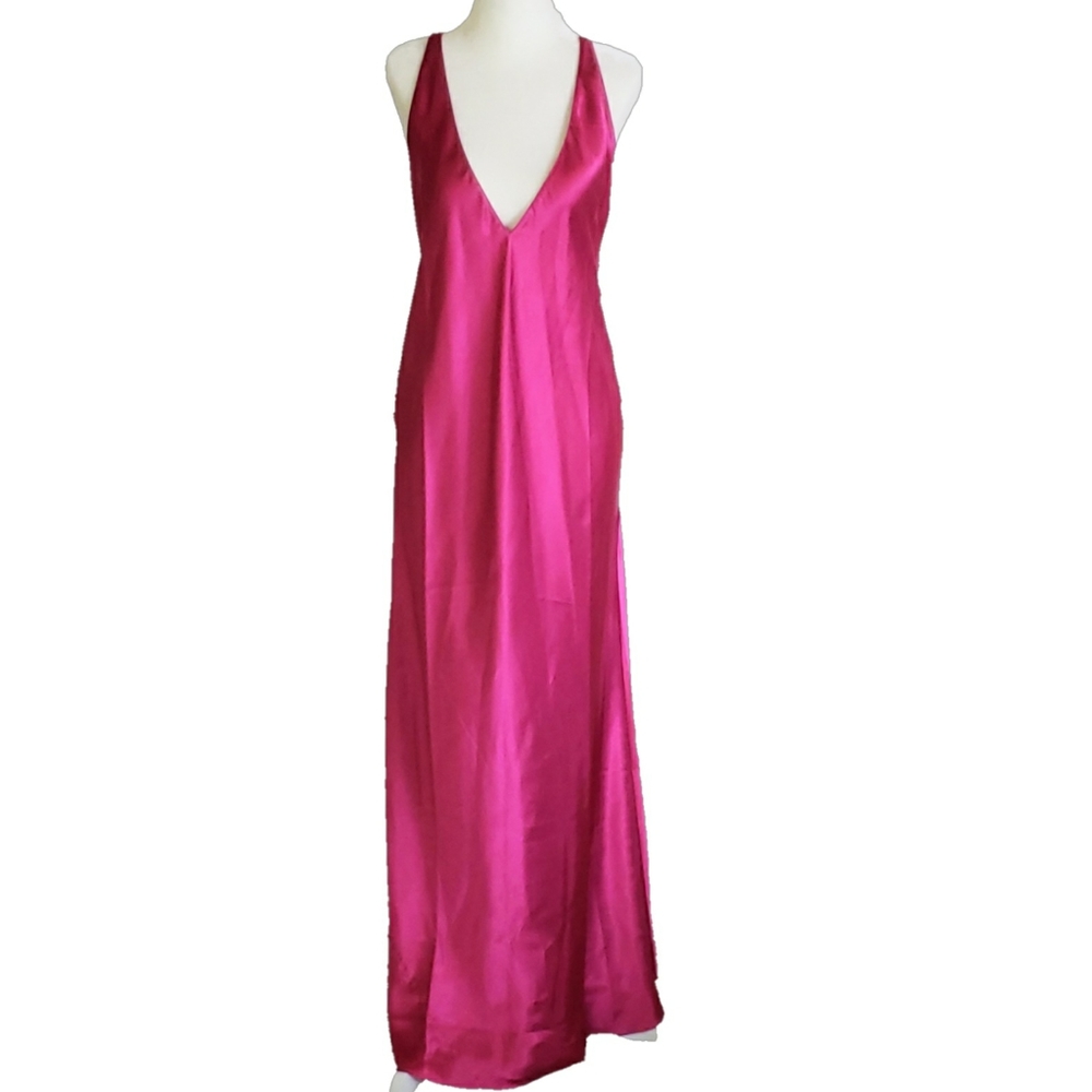 Vtg Frederick's Hollywood Slip Dress Pink Satin L
